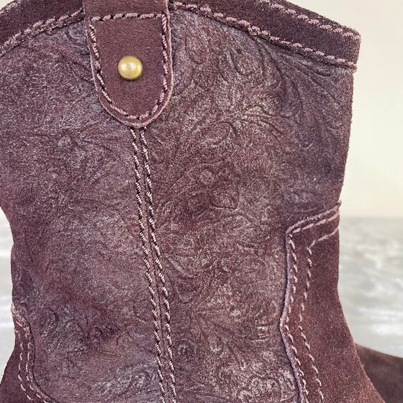 Fossil Womens Boots Sz 11 Chocolate Brown Suede Leather Western Ranch Cowgirl - Picture 4 of 13